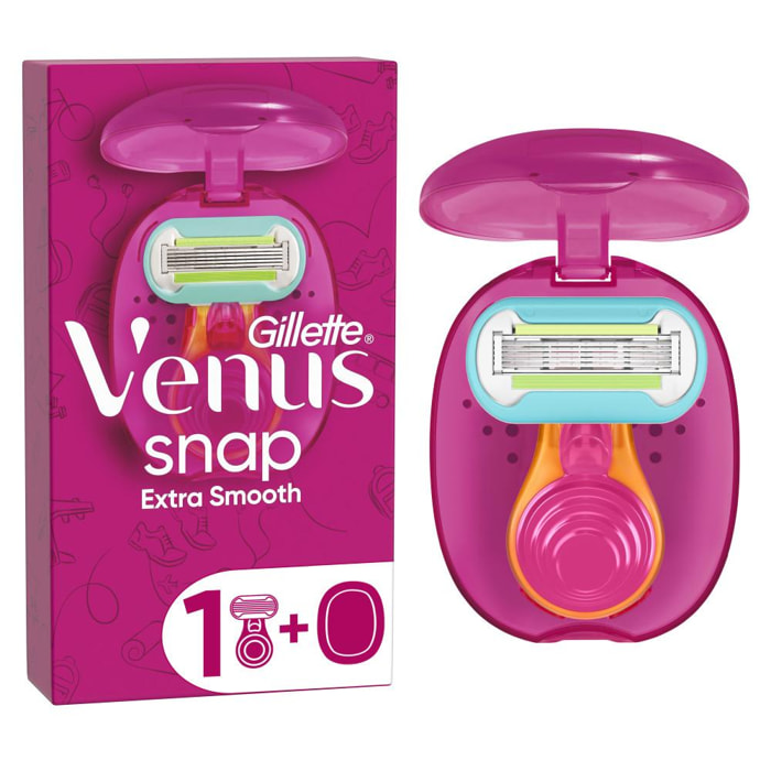 Gillette Venus Extra Smooth Snap Rasoir, 1 Petit Manche, 1 Recharge De Lame, a 5 Lames, Rasage De Très Près