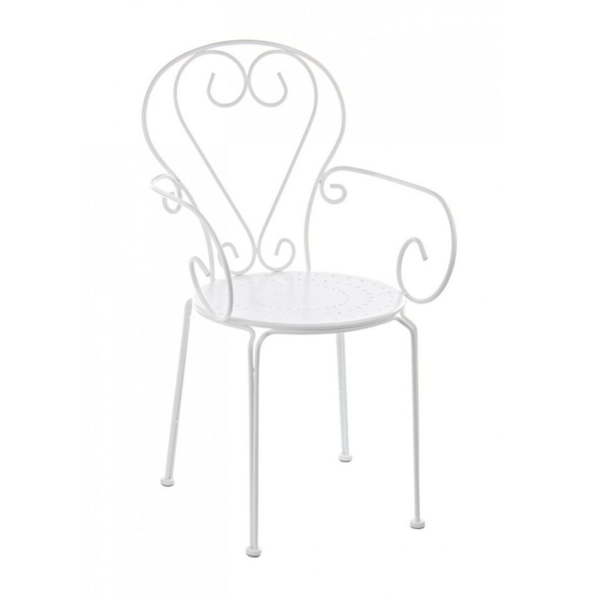 Set di 4 sedie ETIENNE in acciaio bianco impilabili, con braccioli