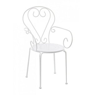 Set di 4 sedie ETIENNE in acciaio bianco impilabili, con braccioli