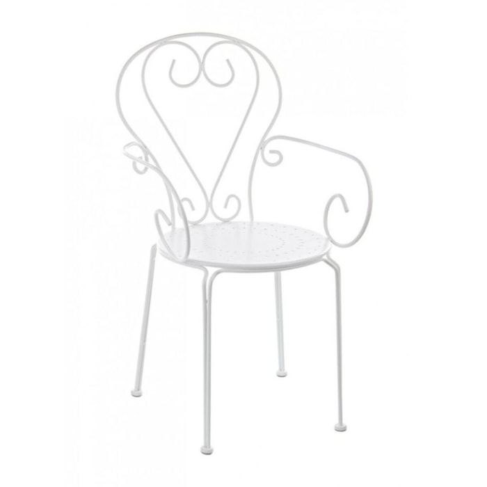 Set di 4 sedie ETIENNE in acciaio bianco impilabili, con braccioli