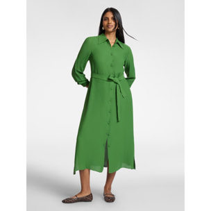 Elena Mirò - Vestido camisero con cinturón - Verde