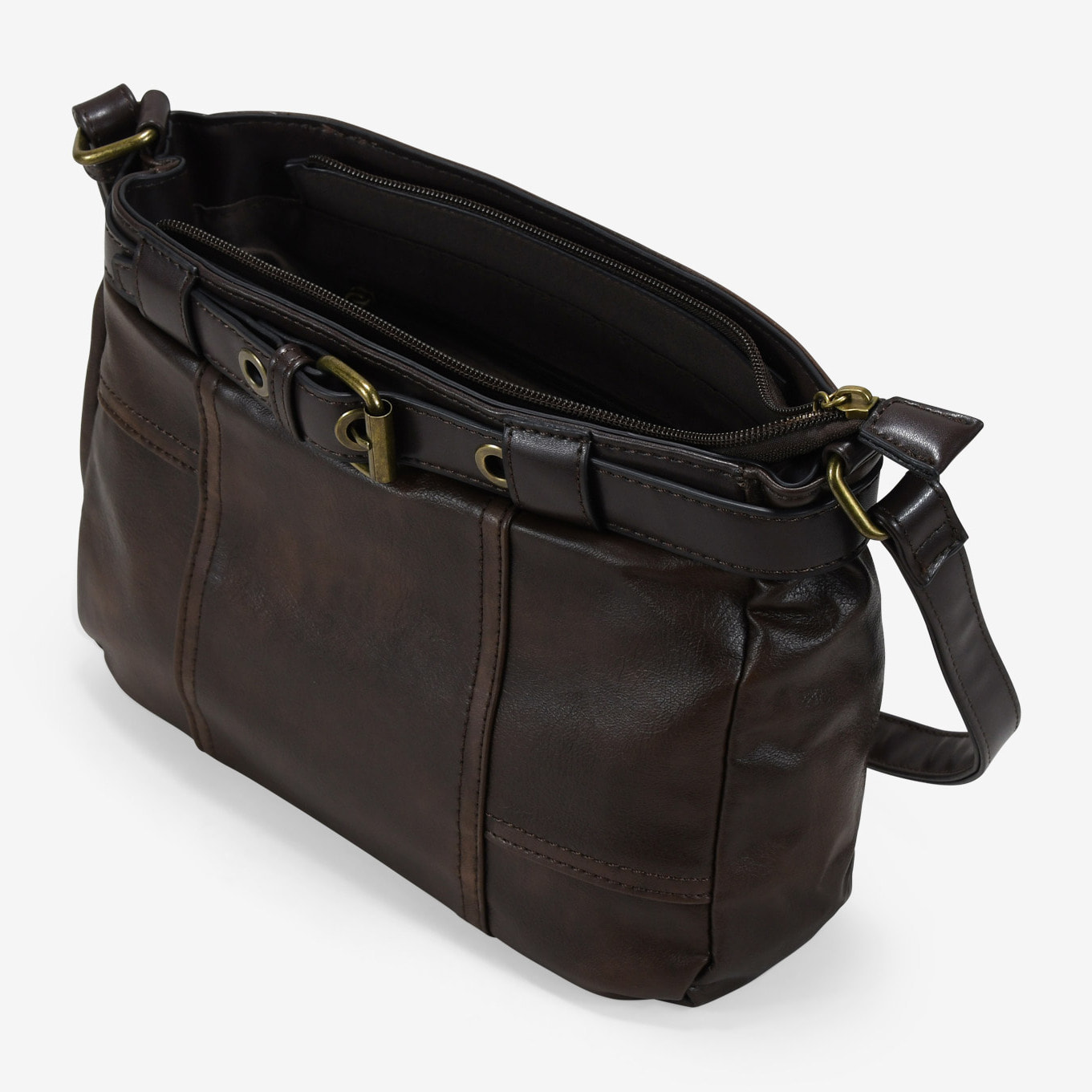 Bolso bandolera marrón vintage con cinturón