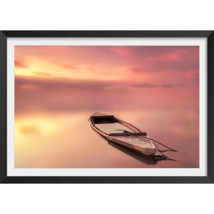 Affiche bateau coulé Affiche + cadre en bois - Noir