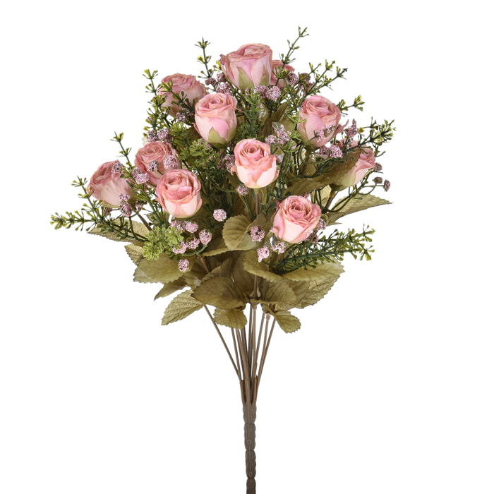 Bouquet Di Rose Dry. Altezza 40 Cm - Pezzi 3 - 18X40X18cm - Colore: rosa - Bianchi Dino - Fiori Artificiali