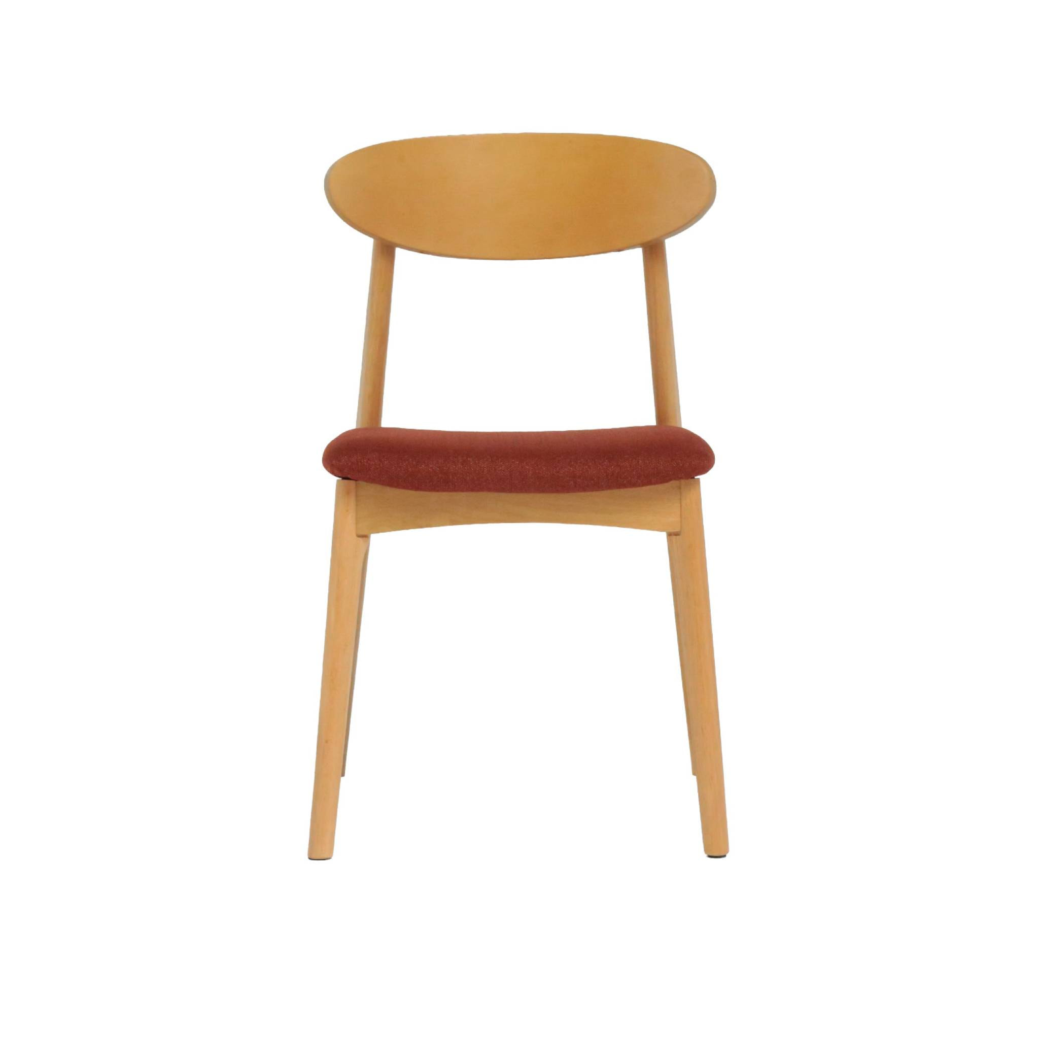 Chaise vintage bois d'hévéa naturel et tissu (lot de 2) ARIA