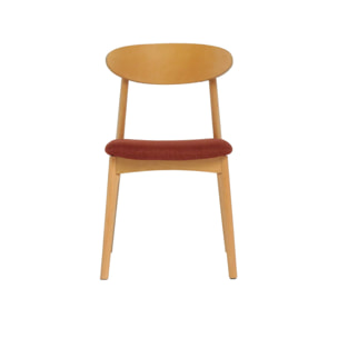 Chaise vintage bois d'hévéa naturel et tissu (lot de 2) ARIA