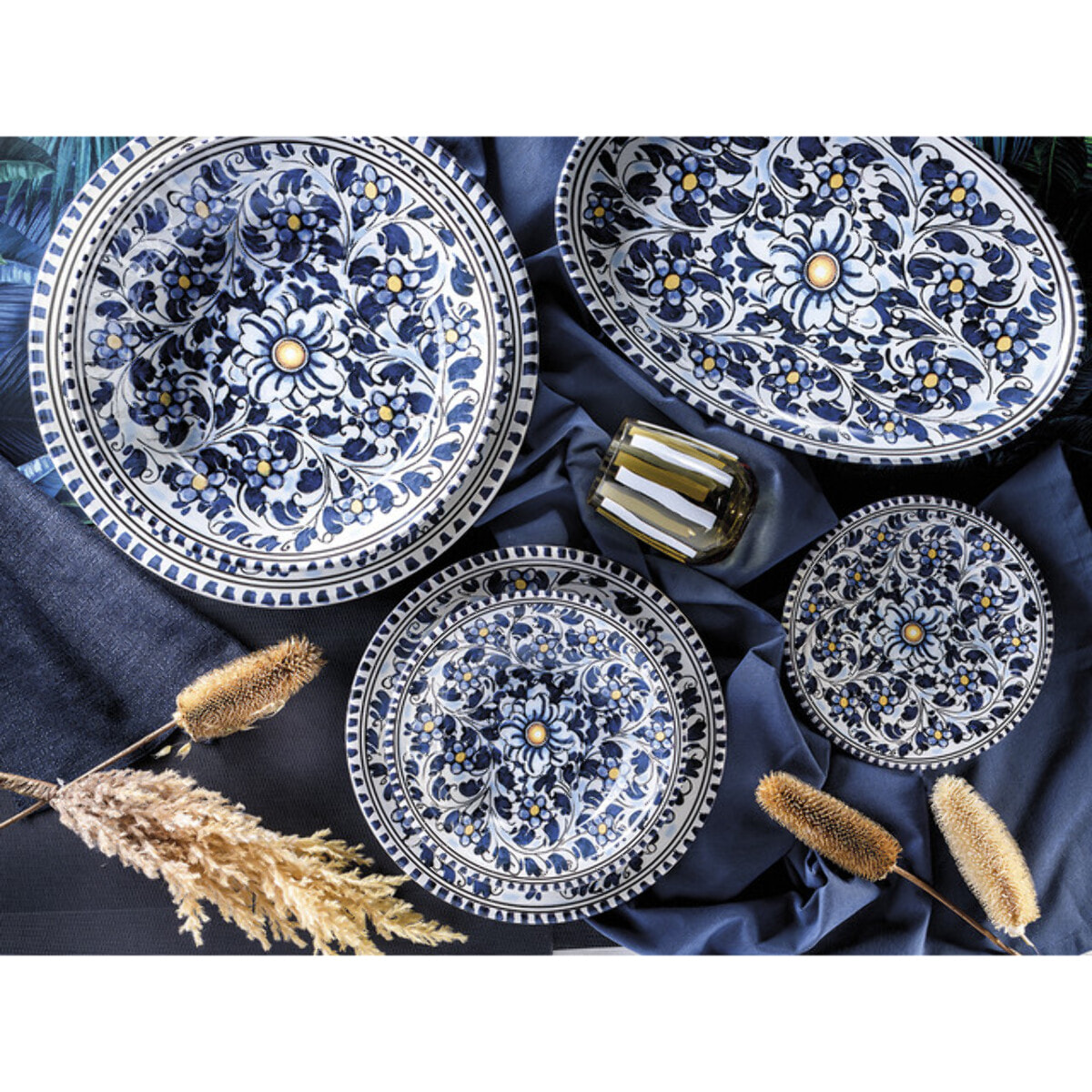 Piatto da portata tondo Nizza in ceramica sottosmalto