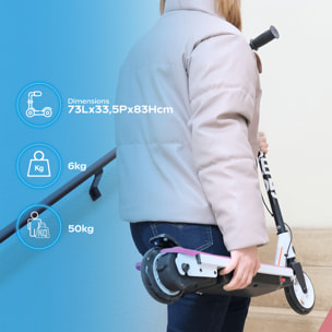 Trottinette Électrique Enfant UrbanGlide Ride 55 Flash Rose – 30W, 10 km/h, Batterie 12V 5Ah, Autonomie 40 min, 3-8 ans