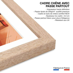 Affiche ville voyage New York City Affiche + cadre en bois - Chêne