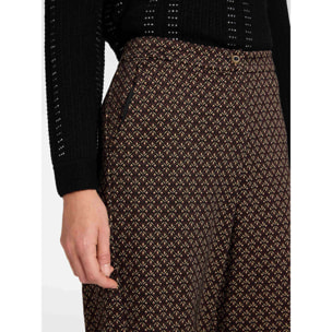 Elena Mirò - Pantaloni cropped in flanella jacquard - Marrone