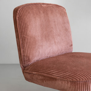 Fauteuil pivotant en velours terracotta et pied en métal noir FUNKY