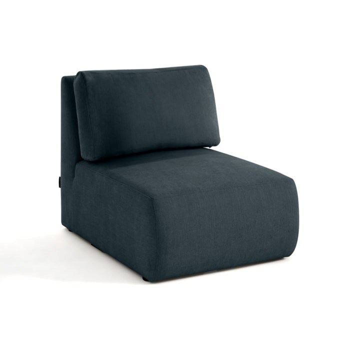 Santorini - module d'assise sans accoudoirs - en tissu texturé - Bleu grisé