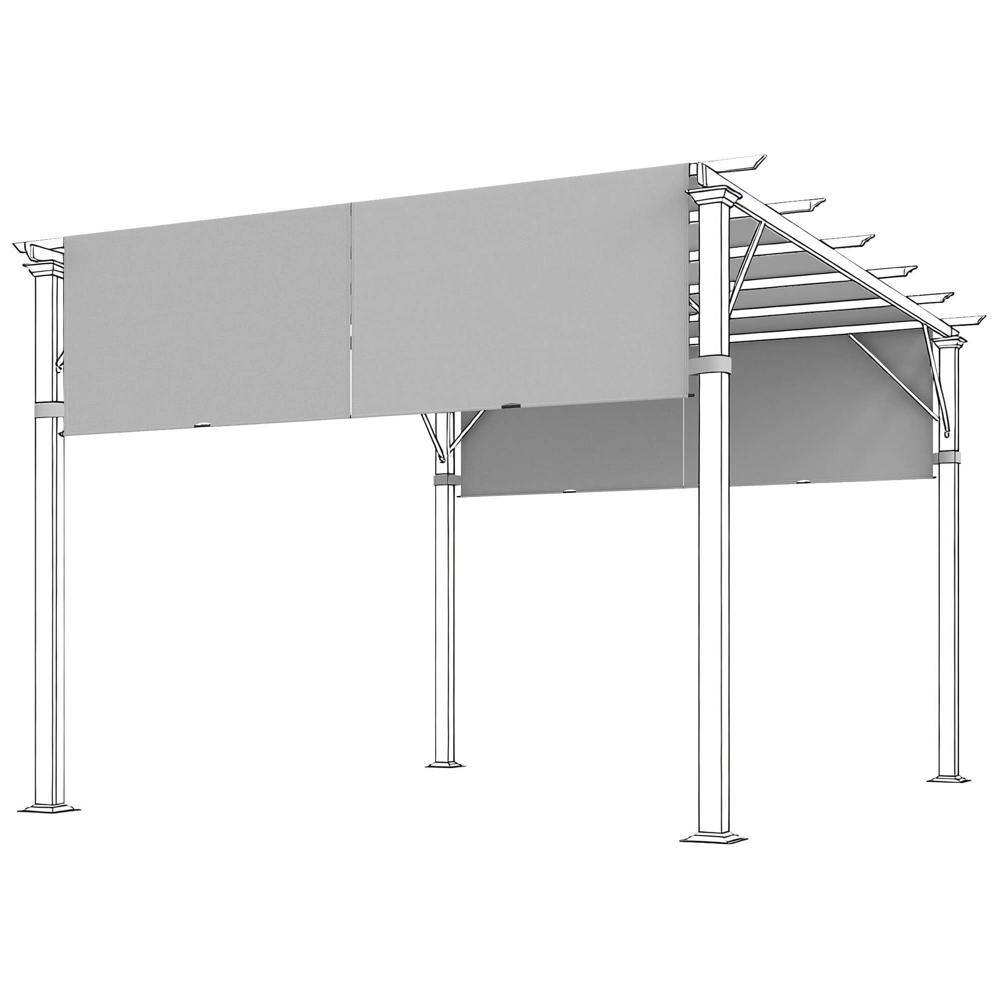 Lot de 2 toiles de rechange pergola rétractable 3 x 3 m polyester anti-UV30+ gris clair