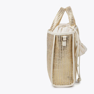 Borsa a cesta piccola effetto rafia metallizzata