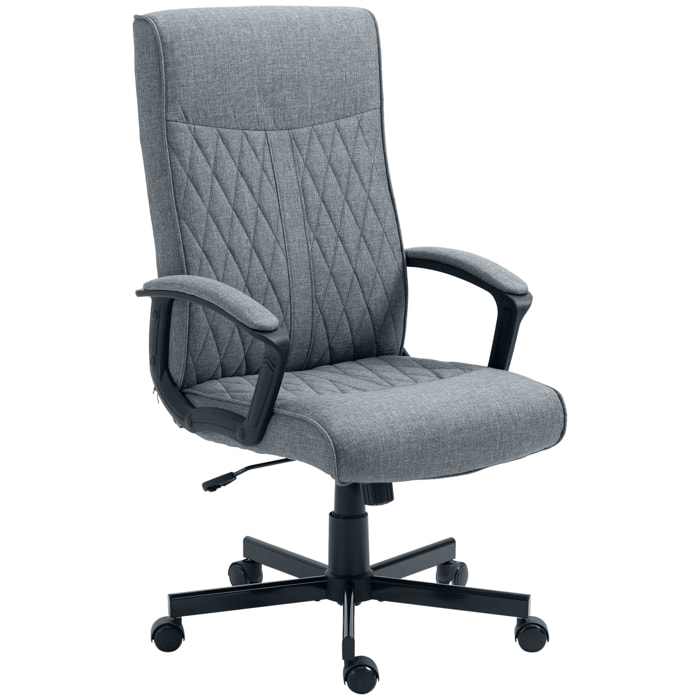 Silla de Oficina Giratoria Silla de Escritorio Basculante Tapizado en PU con Respaldo Alto y Altura Ajustable para Salón Oficina Carga 120 kg 65x72x102-112,5 cm Gris Oscuro