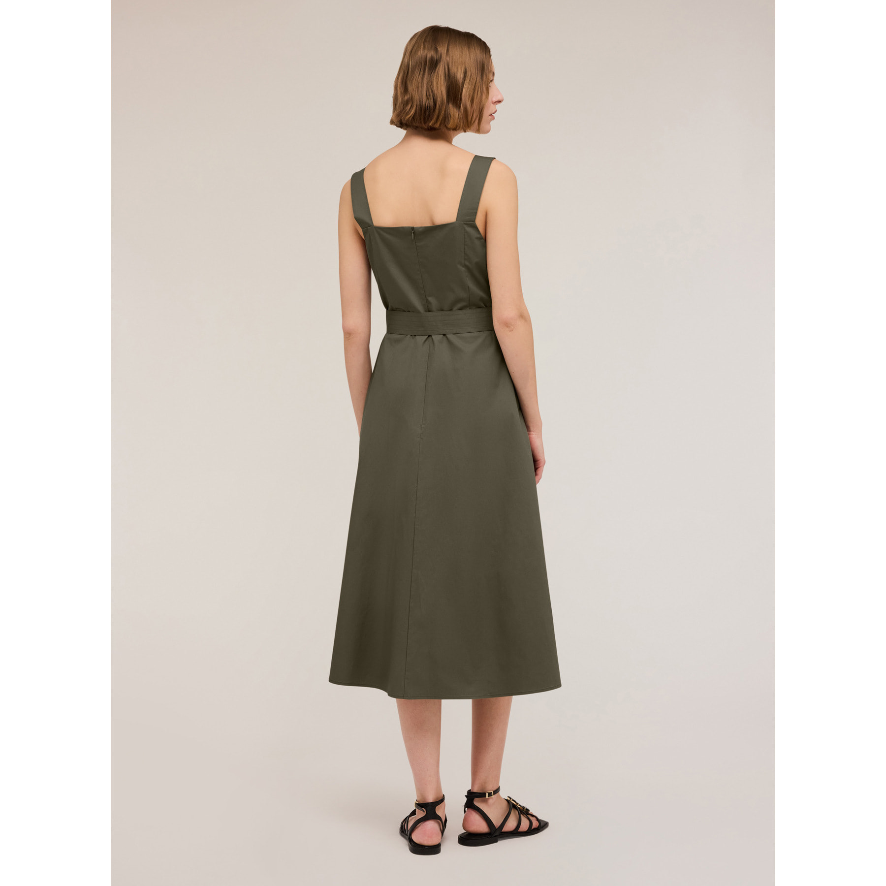 Motivi - Vestido de algodón con botones - Verde militare