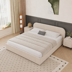 Lit avec coffre de rangement 160x200cm en velours beige MASON
