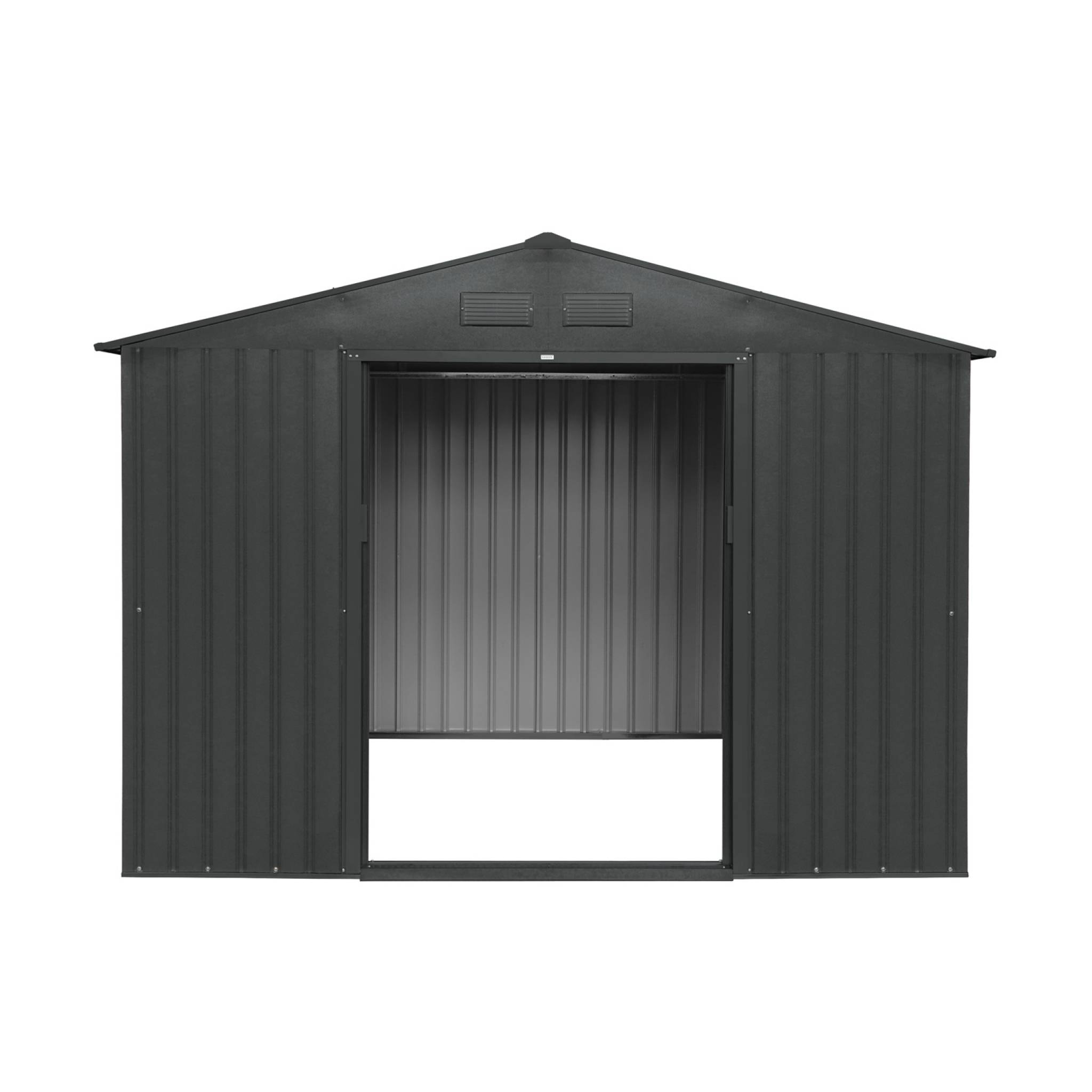 Abri de jardin en métal - Calaisis - 7.06m² gris anthracite et blanc - Cabane à outils avec deux portes coulissantes. kit de fixation sol inclus. maison de rangement. remise