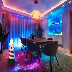 vela plegable de 90cm con luces de llama, color blanco y con música