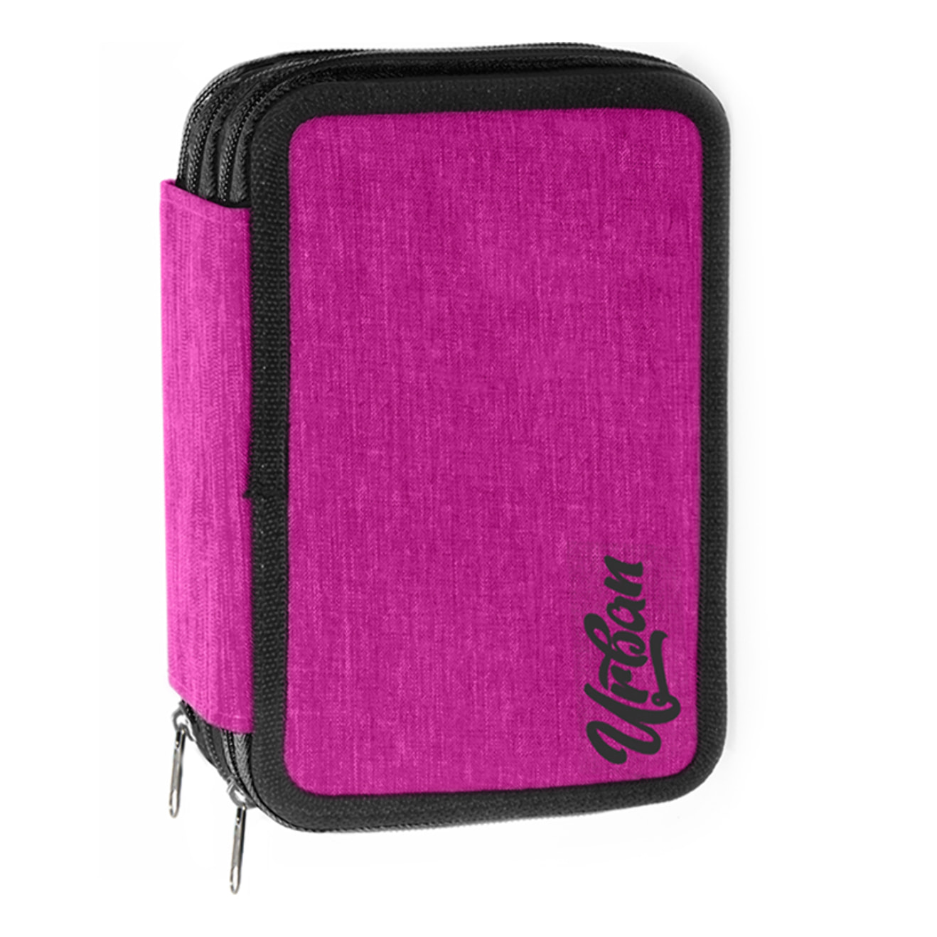 Astuccio 3 ZIP "Urban" Completo 43 Pezzi - (7 Accessori + 18 Pastelli + 18 Pennarelli) - Fucsia