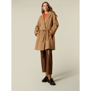 Oltre - Cappotto misto lana con cintura - Beige