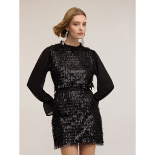 Motivi - Blusa in georgette e ricamo di paillettes - Nero