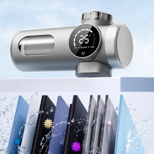 Purificador de agua 718 para grifo con pantalla inteligente, filtro antical y de cloro, sistema de filtración multicapa, doble salida y tecnología UV antibacteriana.