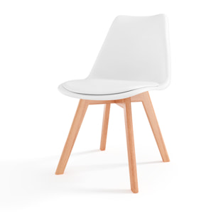 Set Di 4 Sedie Per Sala Da Pranzo Ufficio Con Gambe Faggio Legno Massello Massiccio Stile Nordico Scandinavo Seduta Imbottita Soggiorno Sala Bianco