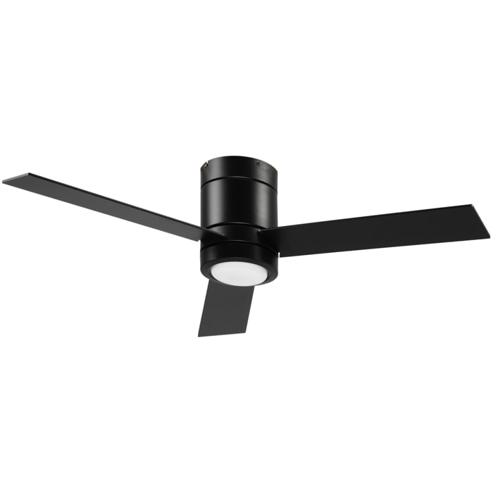 Ventilateur de plafond LED - 3 pales, 3 vitesses, timer - télécommande, kit installation inclus - métal effet bois noir