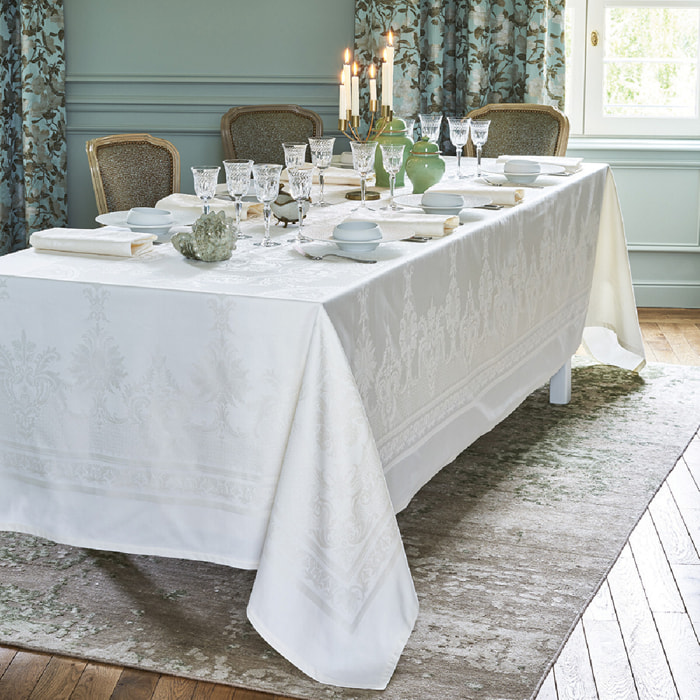 Nappe pur coton motif jacquard blanc Beauregard blanc