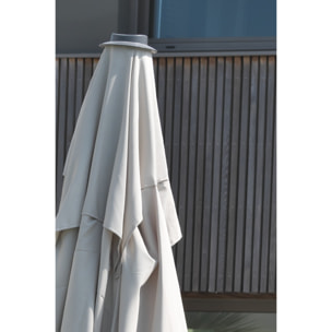 SEVILLA - Parasol avec pied excentré en acier effet bois et toilee