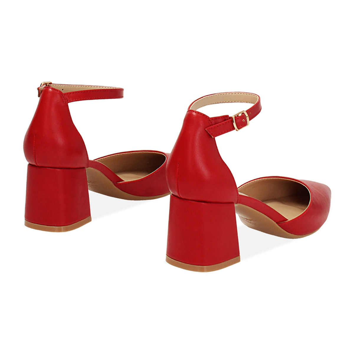 Décolleté open shank donna rosse, tacco largo 6,5 cm