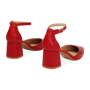 Décolleté open shank donna rosse, tacco largo 6,5 cm