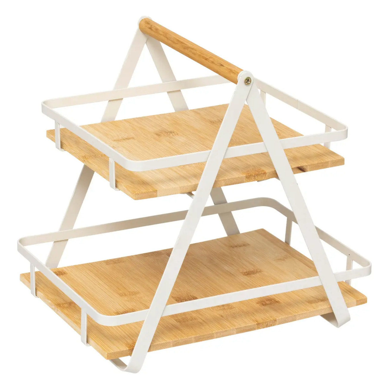 Étagère "Ordera" 2 niveaux avec anse en bambou