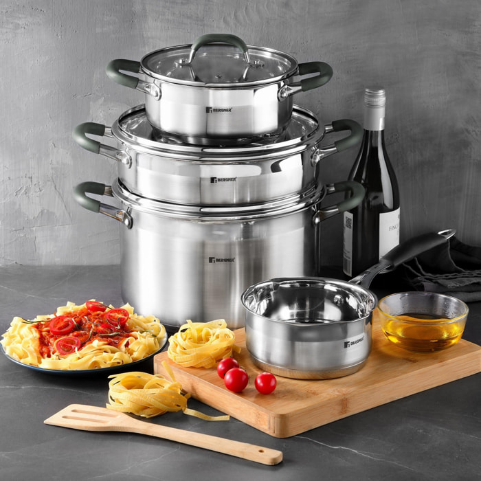 Olla Ø28x16,5cm de 9,5Len Acero inoxidable MIDNIGHT con tapa Bergner