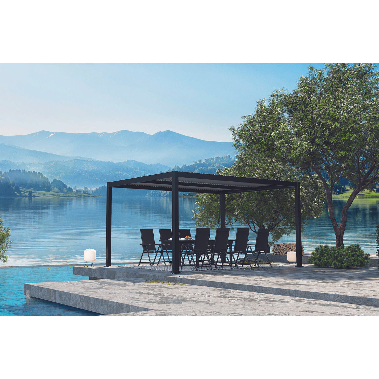 Pergola bioclimatique grise 3x4 m BONNI