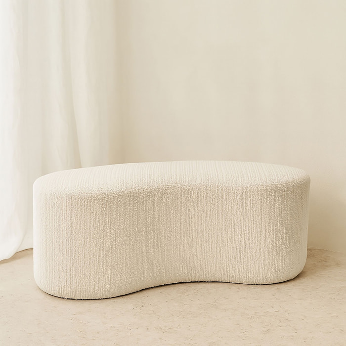 Banc en bouclette blanche et structure en bois  MALO