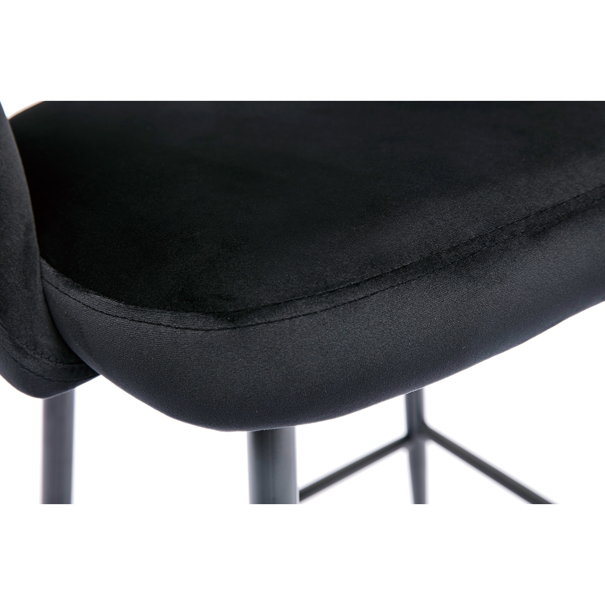 Tabourets de bar en velours noir et métal H65 cm (lot de 2) COSETTE