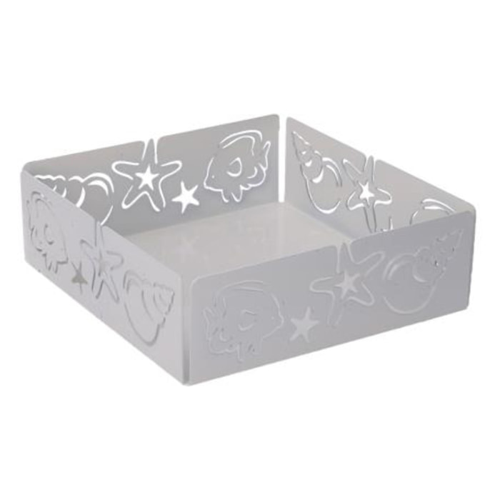 Portatovaglioli in metallo mare bianco quadrato cm16,5x16,5x5,5
