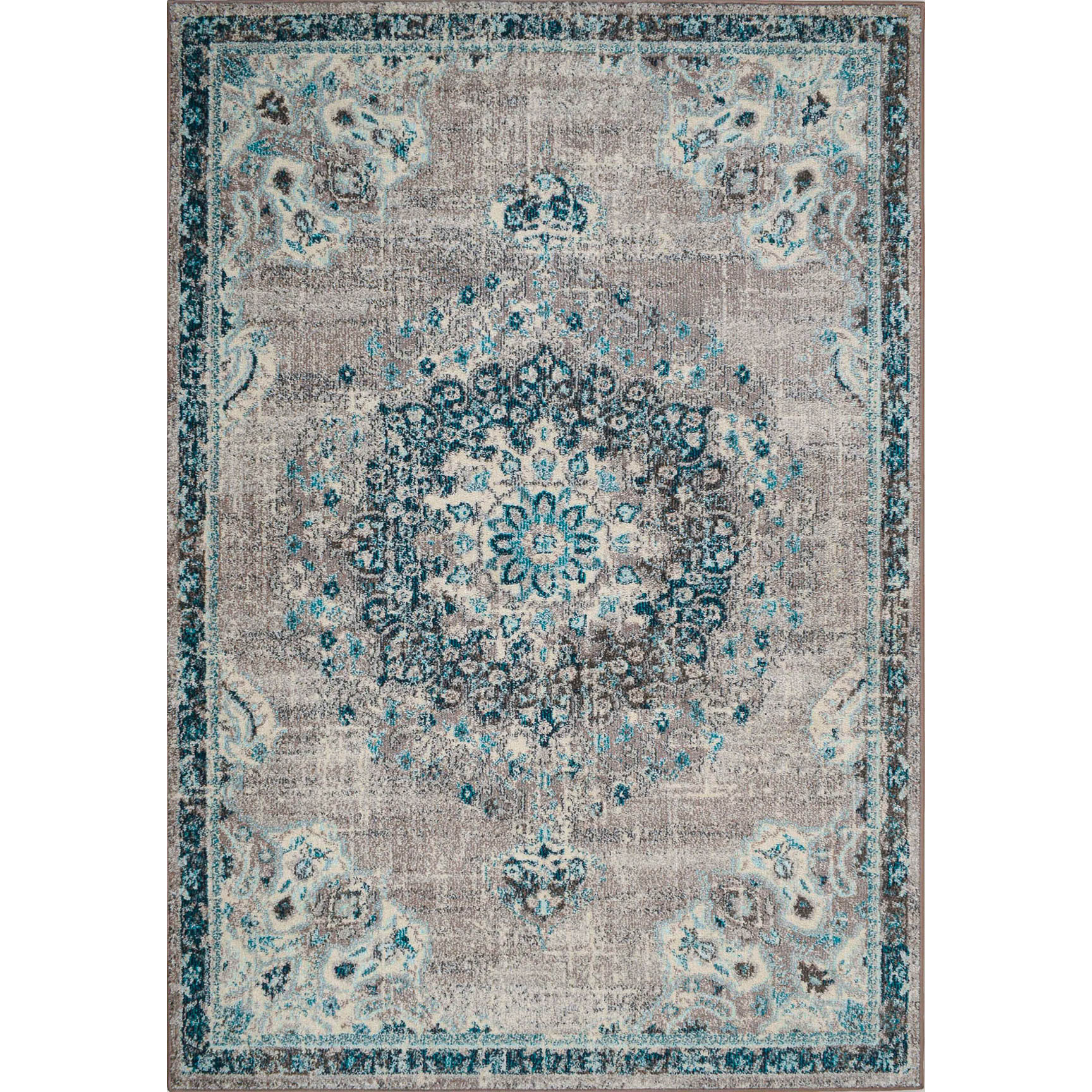 Anatolia - Tapis de salon vintage, bleu céruléen