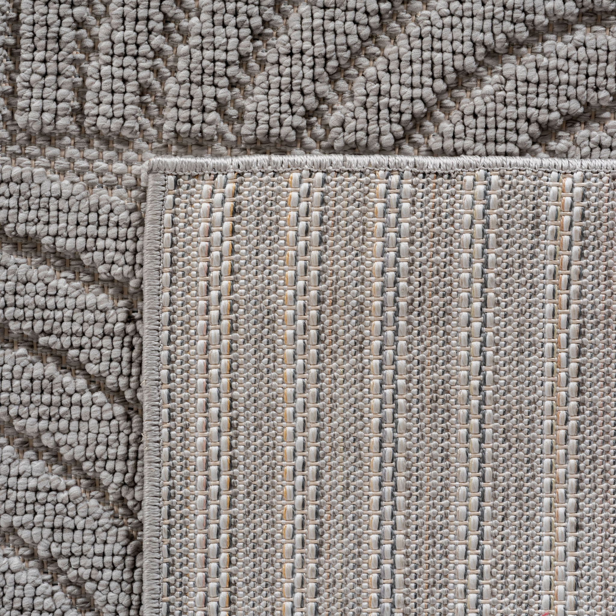 HELIX - Tapis moderne effet laine bouclé à motif géométrique en relief gris