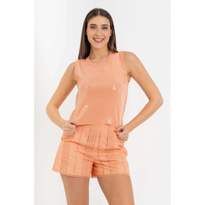 Kocca - Top cropped con paillettes Donna