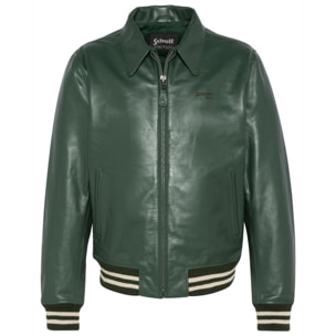 LC5100STRIPECASUAL ZIPPED JACKET WITH STRIPED RIBSchott NYC P/EGREEN