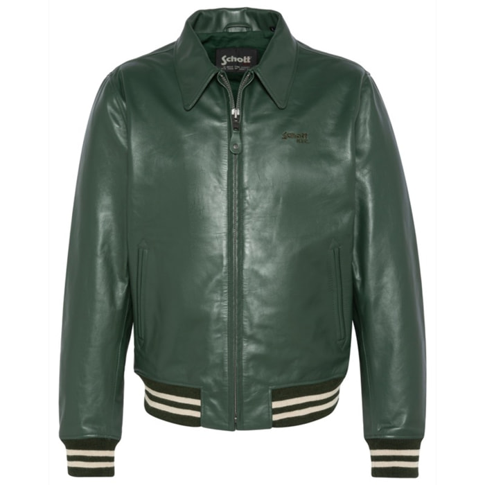 LC5100STRIPECASUAL ZIPPED JACKET WITH STRIPED RIBSchott NYC P/EGREEN