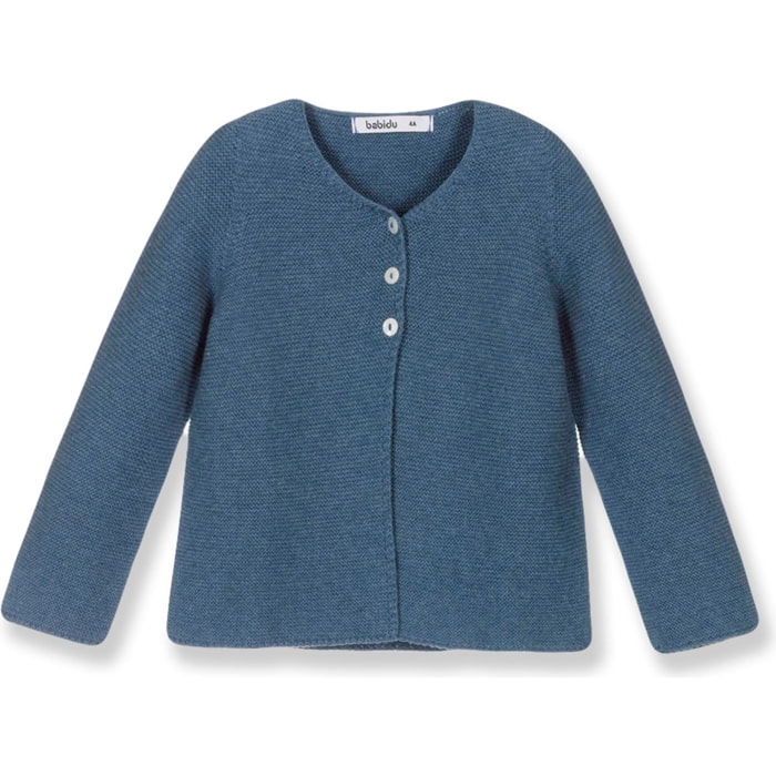 Chaqueta punto bebé algodón cuello redondo