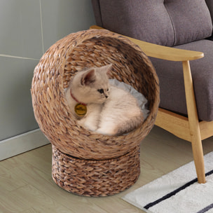 PawHut Panier chat lit chat cosy grand confort dim. 42L x 33l x 52H cm coussin moelleux beige inclus