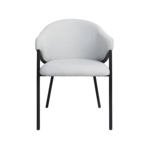 Lot de 2 chaises de salle à manger en tissu et métal "Auralis" - Gris clair