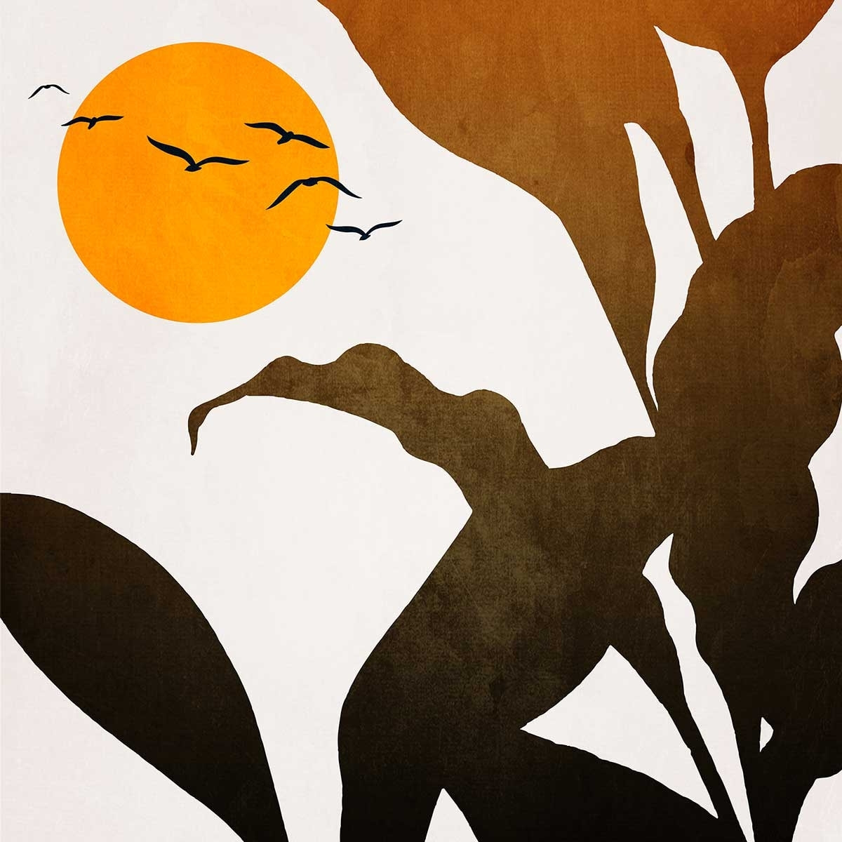 Affiche graphique ""Tropique paradis"" Affiche + cadre en bois - Chêne