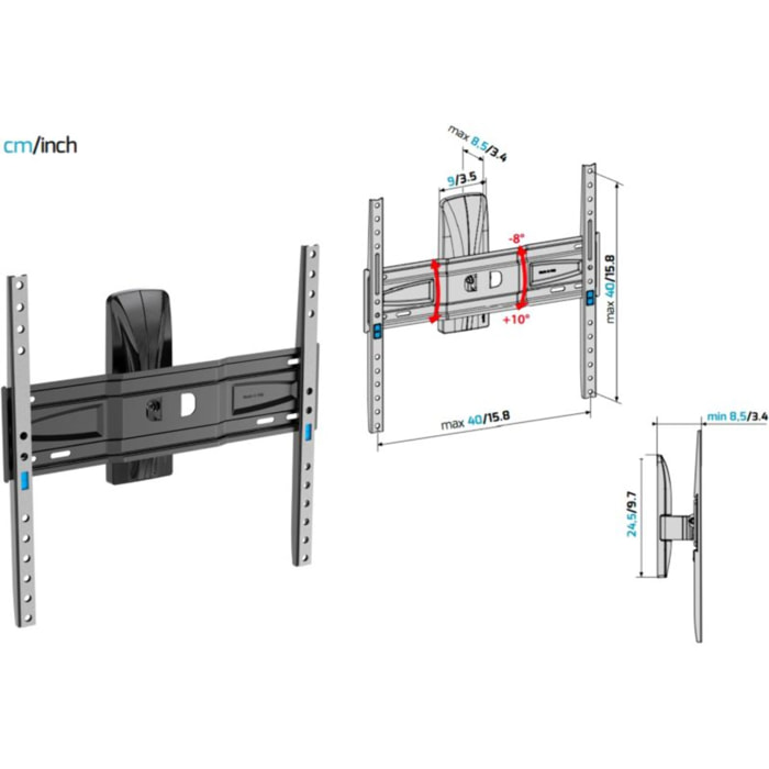 Support mural TV MELICONI TV inclinable et orientable pour 32 a 77