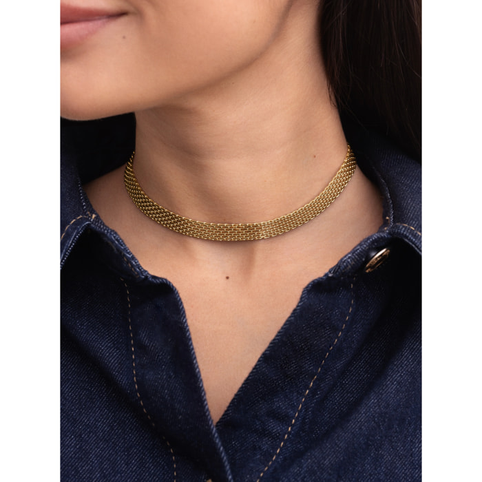 Choker Tape Acero Baño Oro